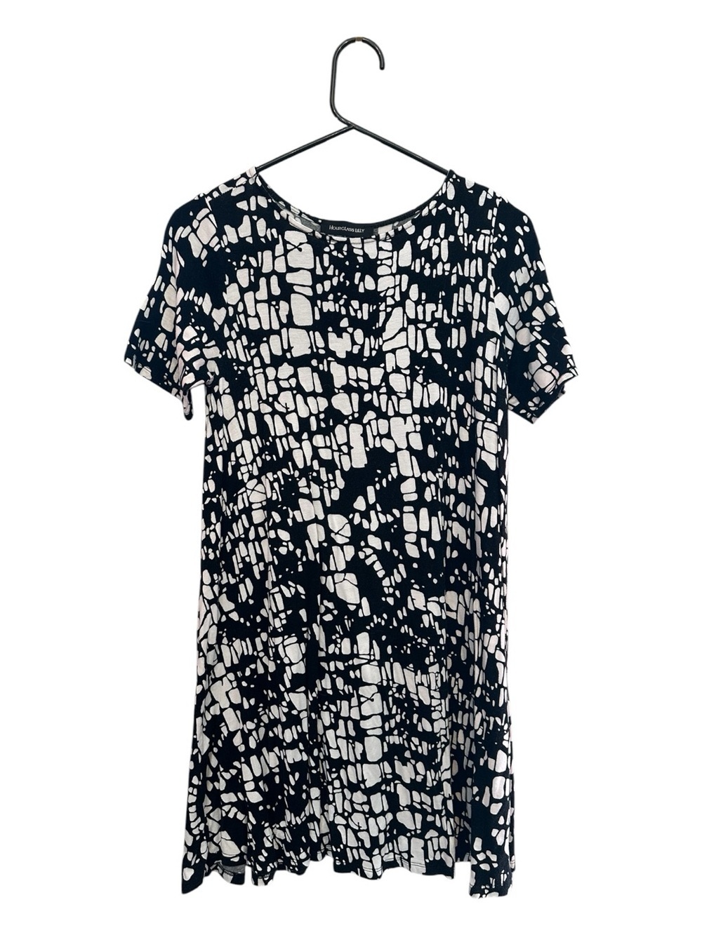 Hourglass Lilly Black & White Abstract Short Sleeve Top/Mini Dress Size XS/S